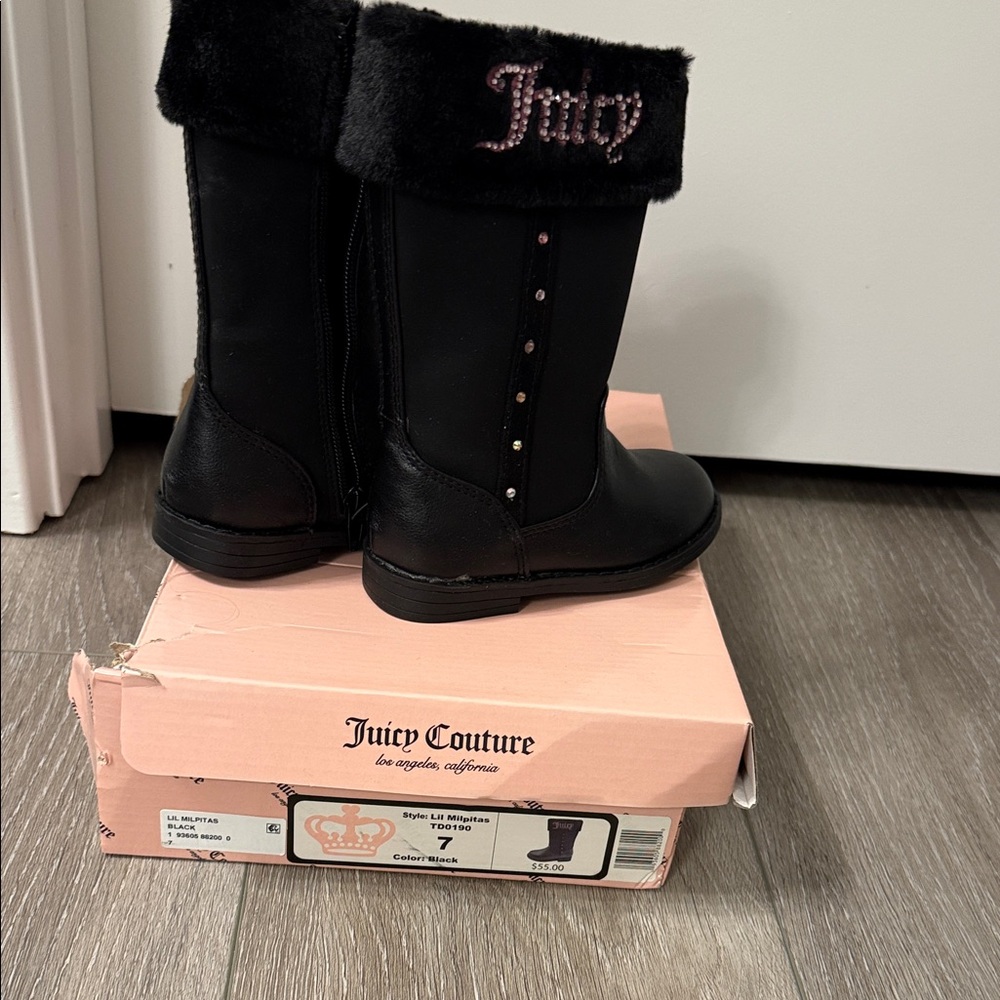 Juicy Couture Black Boots with Pink Accents